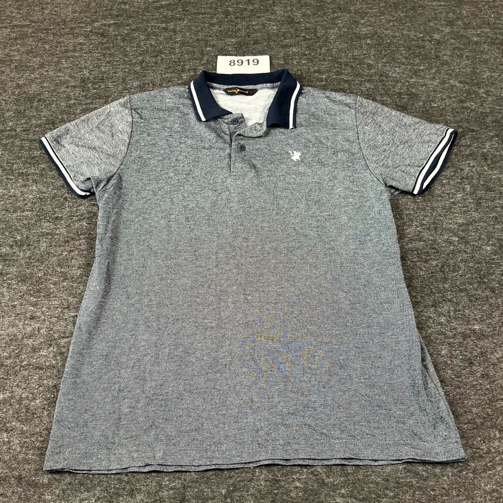York Team Polo Club Polo Shirt Mens Large Gray Cotton Pony Logo Collared Casual